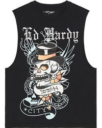 Ed Hardy - Skull Tophat Cutoff Tee - Lyst