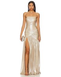 retroféte - Josie Pleated Metallic-Lamé Gown - Lyst