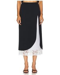 Helsa - The Midi Pencil Skirt With Lace & Poplin - Lyst