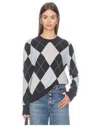 Enza Costa - Cashmere Argyle Sweater - Lyst