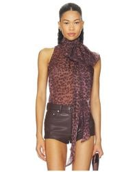 Bardot - Arlette Neck Tie Printed Top - Lyst