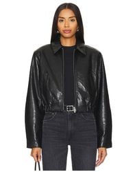 Agolde - Cropped Leather Moto Jacket - Lyst