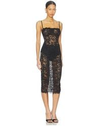 MORE TO COME Theresa Midi Corset Dress in Red | Lyst