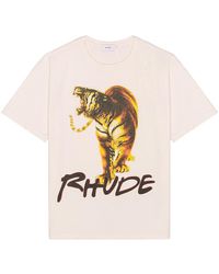 Rhude T-Shirt mit Motiv Tiger - Weiß