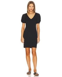 1.STATE - Puff Sleeve V Neck Ruched Dress In Black. Size Xxs. - Lyst