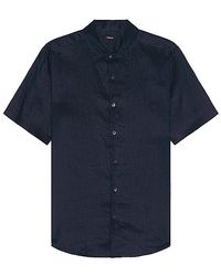 Theory - Irving Linen Short Sleeve Shirt - Lyst