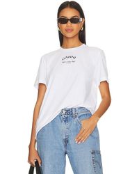 Ganni - Camiseta Con Cuello Redondo Relaxed En Color Blanco Talla En - Lyst
