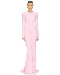 Norma Kamali - Long Sleeve V Neck Shirred Front Fishtail Gown - Lyst