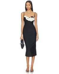PATBO - Selene Mesh Flower Applique Midi Dress - Lyst