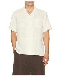 Vince - Embroidered Floral Short Sleeve Cabana Shirt - Lyst