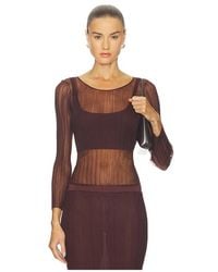 Jonathan Simkhai - TOP MANCHES LONGUES LEONIE en Brown - Lyst