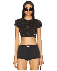 Alexander Wang - Camiseta Recortada De Manga Corta Bodywear En Color Negro Talla (También En Xs) - Lyst