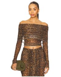 LAPOINTE - Printed Mesh Off The Shoulder Top - Lyst