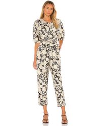 Rebecca Taylor Short sleeve gold leaf jumpsuit - Negro