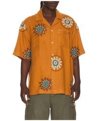 Scotch & Soda - Embroidered Linen Relaxed Fit Short Sleeve Shirt - Lyst