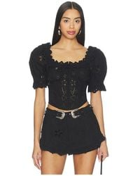 For Love & Lemons - Yasmin Top en Black - Lyst
