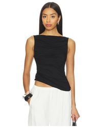 Enza Costa - Top Drapeado Sin Mangas Con Cuello Barco En Color Negro Talla (También En M, S, Xs) - Lyst