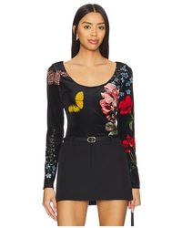 Alice + Olivia - Delaina Scoop Neck Longsleeve Top - Lyst