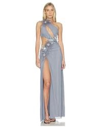 Jaded London Brisa Asymmetric Stretch-Mesh Maxi Dress in Gray | Lyst