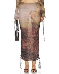 Jaded London - Lace Up Printed Maxi Skirt - Lyst