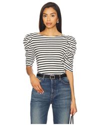 Nation Ltd - Emery Boat Neck Top En Crosswalk Stripe En Color Negro, Blanco Talla En - Lyst