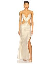 knee length dresses for ladies Backless Maxi Dress with Shell Trim | Plunge Neckline main image 1