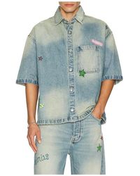 NAHMIAS - Denim Bandaid Short Sleeve Shirt - Lyst