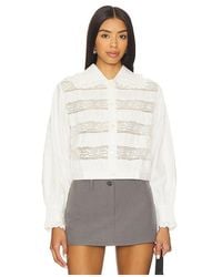 YUHAN WANG - Lace Trimmed Blouse En Color Blanco Talla (También En M, S, Xl) - Lyst