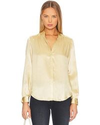 L'Agence - Bianca Band Collar Blouse - Lyst