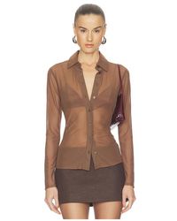 GOOD AMERICAN - Mesh Button Up Top - Lyst