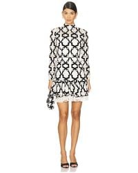 MILLY - Willa Velvet Flock Lace Mock Neck Dress - Lyst
