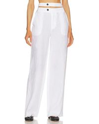 Marissa Webb Theo Linen Double Waist Trouser - White
