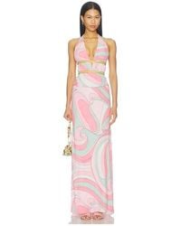 Runaway the Label - Xylia Halter Low Plunge Maxi Dress - Lyst