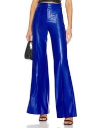 Alice + Olivia Alice + Olivia Dylan Vegan Leather Wide Leg Pant - Blue