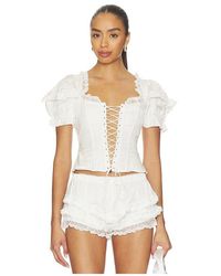 For Love & Lemons - Isadora Top en Cream - Lyst