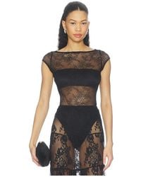 Runaway the Label - Opaline Boat Neck Lace Bodysuit - Lyst