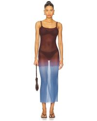 WeWoreWhat - Langes Slip Dress Mit Mesh Und Rundem Ausschnitt - Lyst
