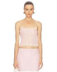 Helsa - Viscose Georgette Cami With Lace - Lyst