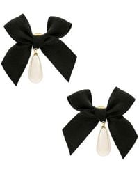 petit moments - Bow Drop Pearl Earrings - Lyst