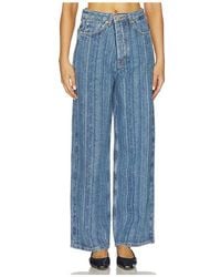 Ganni - Structured Denim Double Fly Baggy Jean - Lyst
