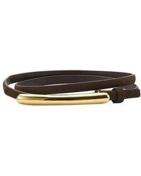Lelet - Glossy Bar Skinny Suede Belt - Lyst