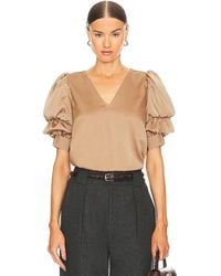 1.STATE - Tiered Bubble Sleeve Top In Tan. Size M, S, Xl, Xs, Xxs. - Lyst