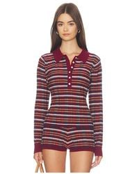 525 America - Sienna Plaid Rib Polo Top - Lyst