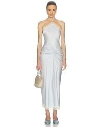 Helsa - Viscose Satin Dress With Lace - Lyst