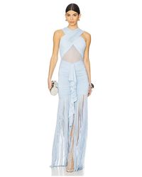 Bronx and Banco - Vestido Largo Con Flecos Valeria En Color Bebe Azul Talla En - Lyst