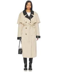 WeWoreWhat - Faux Leather Trim Trench Coat - Lyst
