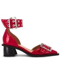 Ganni - Feminine Buckle Open Cut Pump - Lyst