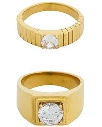petit moments - Round Stone Statement Ring Set Of 2 - Lyst