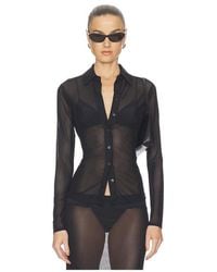 GOOD AMERICAN - Mesh Button Up Top - Lyst
