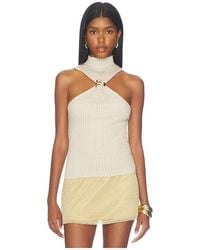 superdown - Charlee Knot Front Top En Color Neutral Metálico Talla (También En M, S, Xs) - Lyst